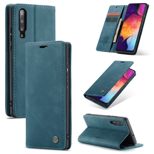CaseMe 013 Multifunctional Retro Frosted Horizontal Flip Leather Case Galaxy A30S / A50S / A50, with Card Slot & Holder & Zipper Wallet & Photo Frame - Blue